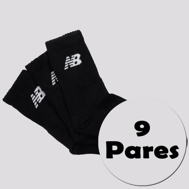 Kit Meias New Balance com 9 Pares Cano Longo Adulto - Foto 1