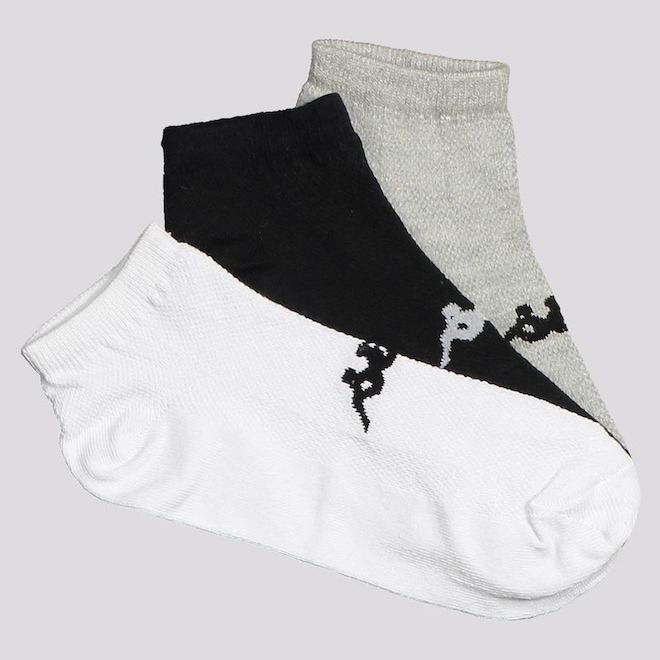 Kit Meias Kappa com 3 Pares Sapatilha - 38 A 43 - Adulto - Foto 1