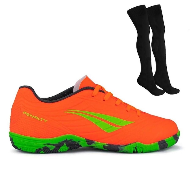Kit Chuteira Futsal Penalty Matís Xxi Infantil + Meião - Foto 1