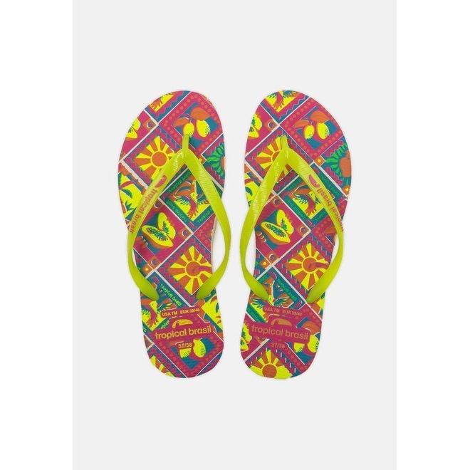 Chinelo Tropical Brasil Estampado Slim - Feminino - Foto 1