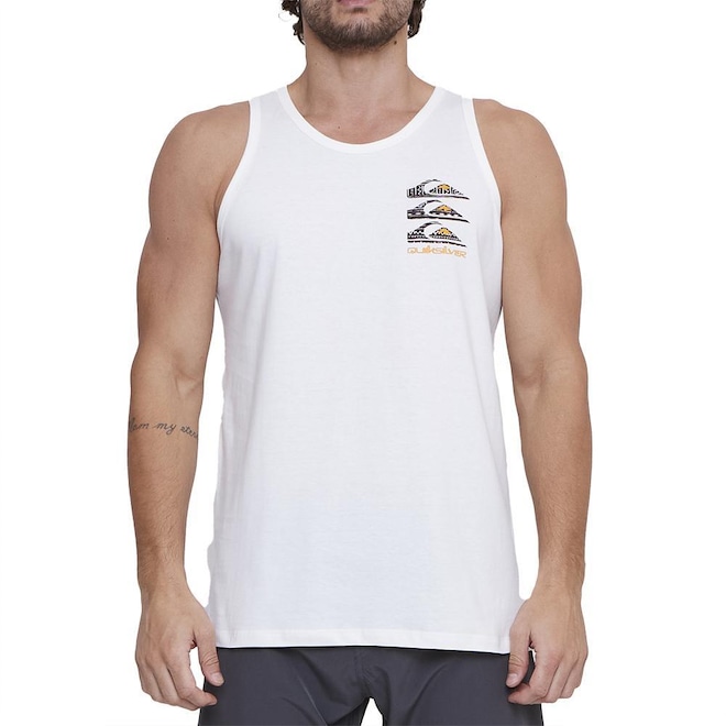 Camiseta Regata Quiksilver Vertical Logos Sm25 - Masculina Snow White - Foto 1