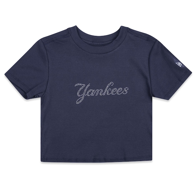 Camiseta New Era Cropped Mlb New York Yankees Script - Feminina - Foto 1