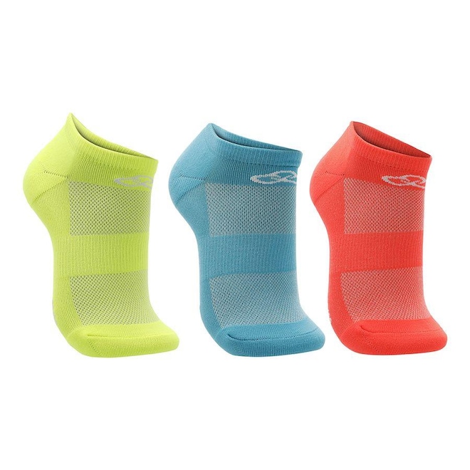 Meia Cano Invisível Olympikus Neon - 3 Pares - Masculina - Foto 1