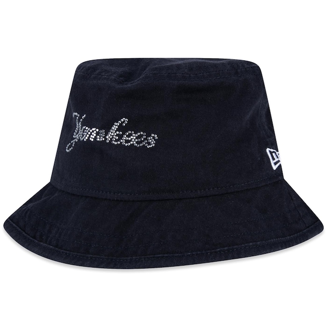 Chapeu New Era Bucket Feminino Mlb New York Yankees Script Feminino Mbv25Hea006 100% Algodão - Foto 1