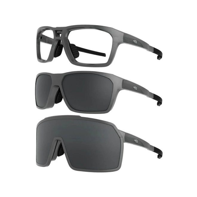 Óculos de Sol Esportivo Hb Presto Graphene/Black Gray 3 em 1 - Foto 1