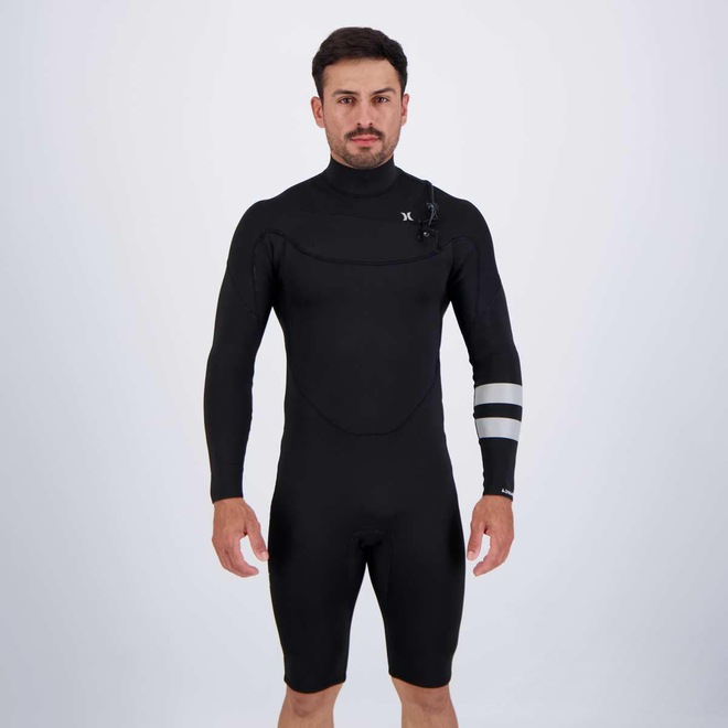 Short John Hurley M Advant 2/2 LS Springsuit Manga Longa Preto - Foto 1