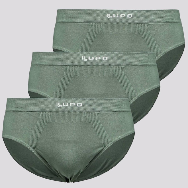 Kit 3 Cuecas Slip Lupo Micromodal Sem Costura Verde - Foto 1
