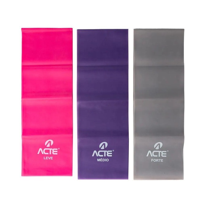 Kit Faixas Elásticas Band 3 Intensidades Leve Médio Forte T13-R - Acte Sports - Foto 1