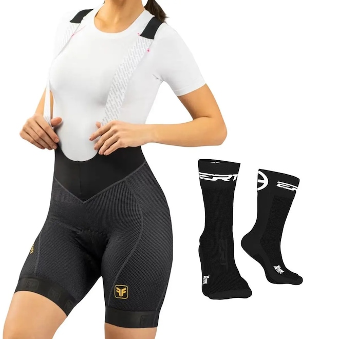 Bretelle Ciclismo Feminino Free Force Performance Gel + Meia - Foto 1