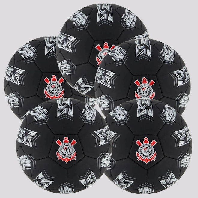 Kit 5 Bolas Corinthians Estádios 24 Preta - Foto 1