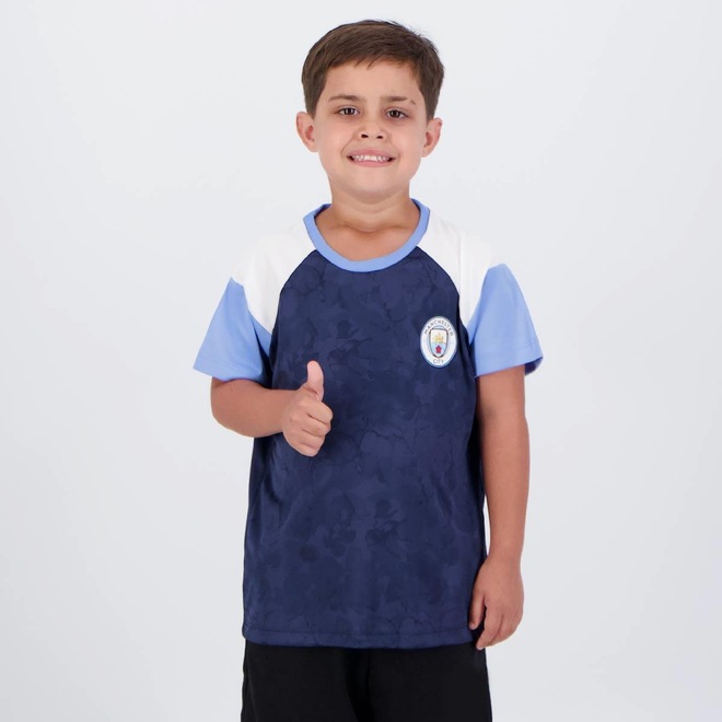 Camisa Manchester City Irwell Infantil Marinho - Foto 1