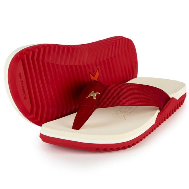 Chinelo Kenner Nk6 Pro Masculino - Branco e Vermelho - Foto 1