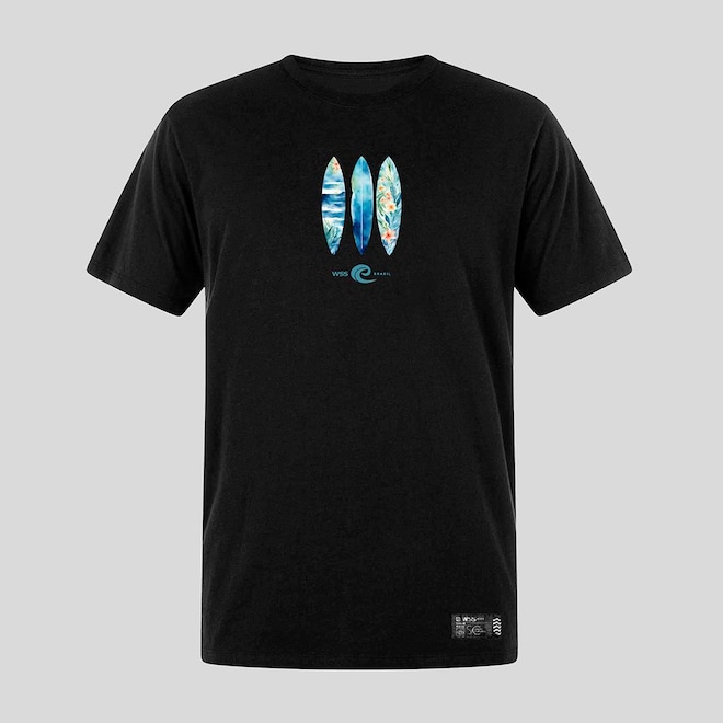 Camiseta Preta Plus Size Masculina Floral Surf Prime Wss - Foto 1