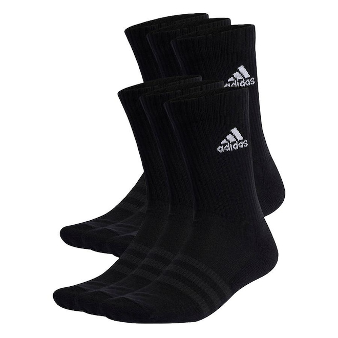 Kit Meias adidas Cushioned Sportswear Crew com 6 Pares - Adulto - Foto 1