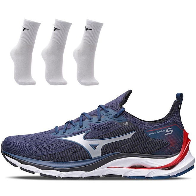 Tênis Mizuno Wave Mirai 5 + 3 Pares de Meia Cano Médio - Masculino - Foto 1