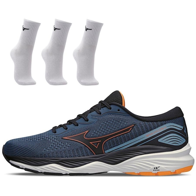 Tênis Mizuno Wave Falcon 5 + 3 Pares de Meia Cano Médio - Masculino - Foto 1
