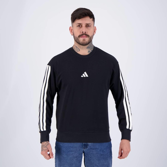 Blusão de Moletom Adidas 3S - Masculino - Foto 1