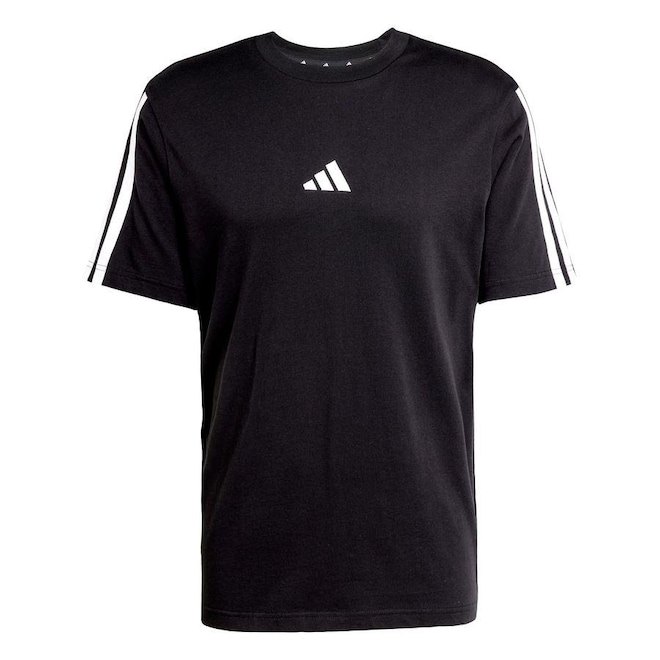 Camiseta Malha Simples Essentials Três Listras - adidas - Homem - Foto 1