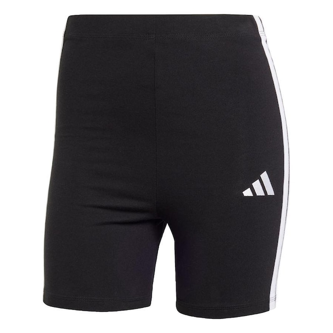 Shorts adidas Biker Cós Alto Essentials Três Listras - Feminina - Foto 1
