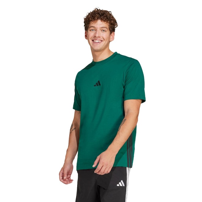Camiseta adidas Malha Simples Essentials Três Listras - Masculina - Foto 1