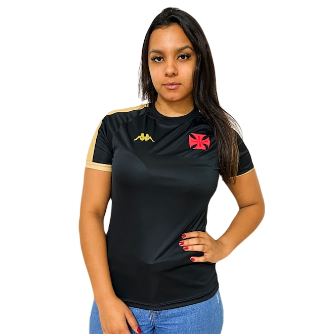 Camisa Kappa Vasco da Gama Baby Look Supporter Gold - Feminina - Foto 1