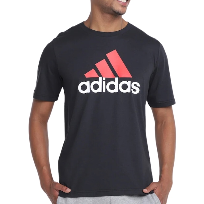 Camiseta Adidas Big Logo Preto e Vermelho - Masculino - Foto 1