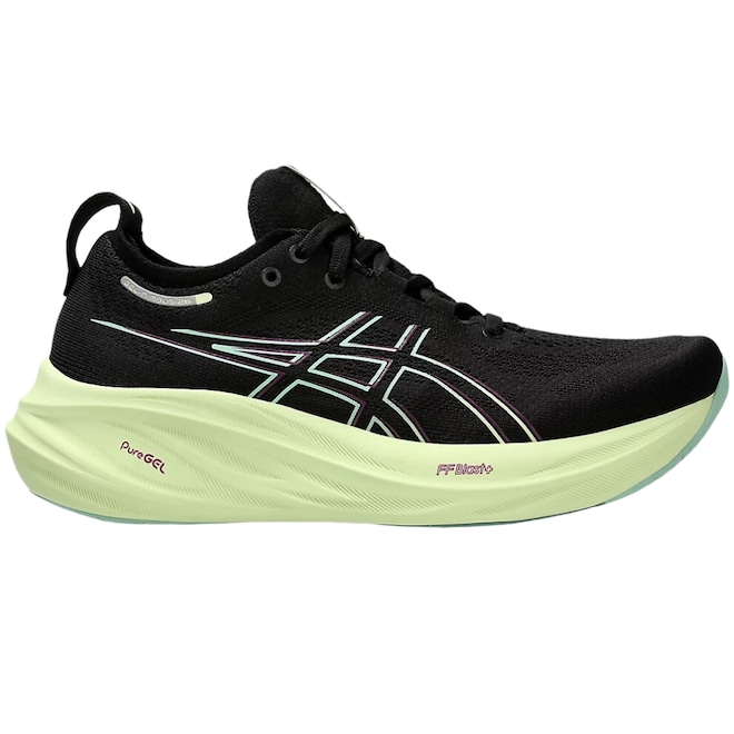 Tênis Asics Nimbus 26 Corrida Preto e Menta - Feminino - Foto 1