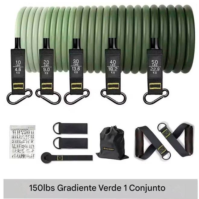 Kit Multi Extensores Elásticos Gold Sports Super Pro até 70Kgs - Foto 1