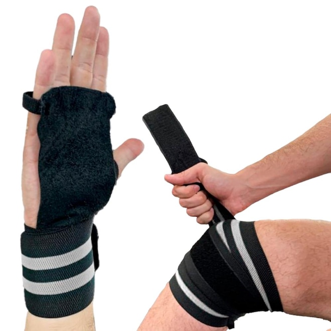 Kit Joelheira e Munhequeira Art In'Forcecom Protetor de Palma Treinos - Foto 1