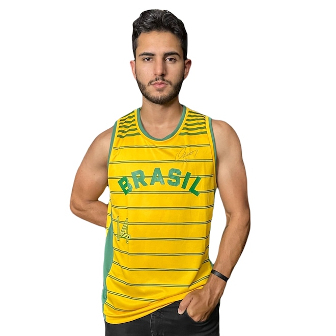Camisa Regata Brasil Oscar #14 Pan 87 Braziline - Masculina - Foto 1