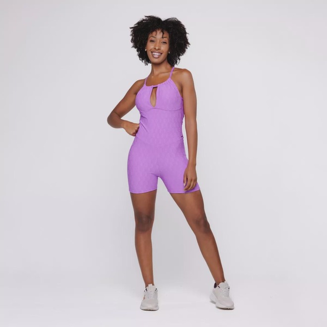 Macaquinho Orbis Fitness Costa Cavada Decote Bojo - Feminino - Foto 1