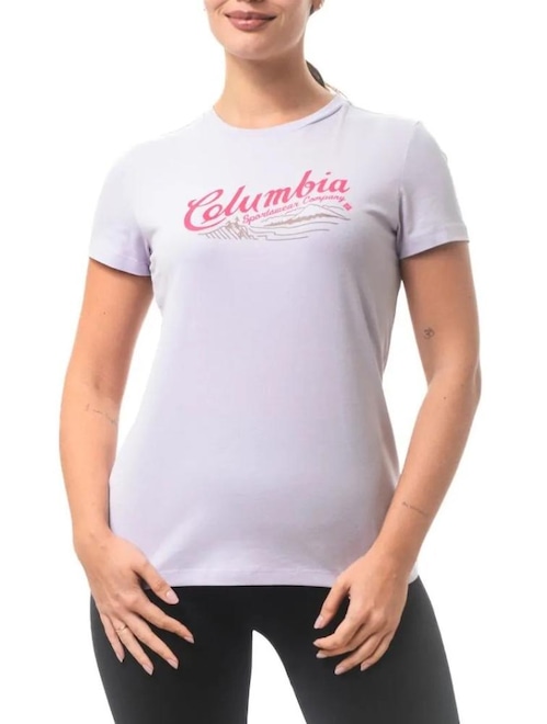 Camiseta Columbia Simply Scripted Lilás Feminino - Foto 1