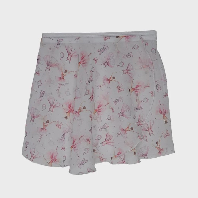 Saia Ballet Vya Fit Transpassada Estampada - Infantil - Foto 1