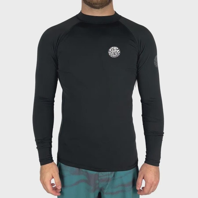 Camisa Lycra Rip Curl de Surf Icons Brushed - Masculina - Foto 1
