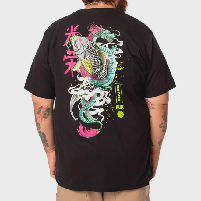 Camiseta Big Okdok Artistic Large Koi Fish - Masculina - Foto 1
