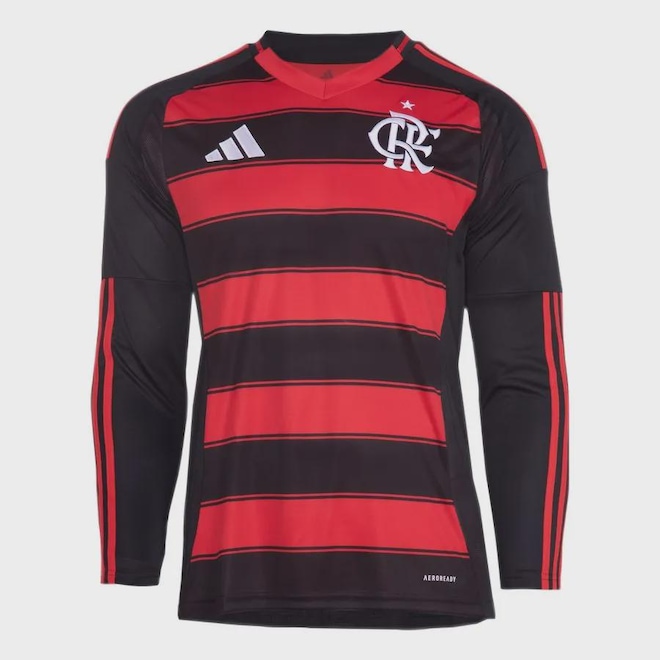 Camisa I Flamengo Manga Longa 25/26 adidas - Masculina - Foto 1