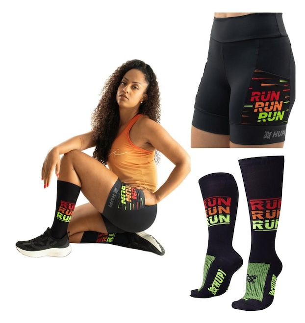 Kit Corrida: Bermuda Hupi + Meia Longa - Feminina - Foto 1