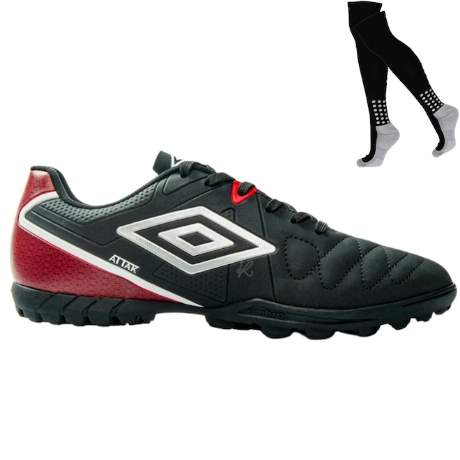 Chuteira Society Umbro Attak + Meião - Adulto - Foto 1