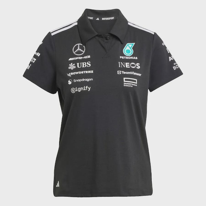 Camisa adidas Polo Mercedes AMG Petronas Fórmula 1 Team - Feminina - Foto 1