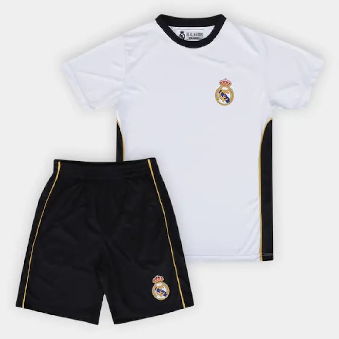 Conjunto Real Madrid Símbolo Camisa + Bermuda Balboa - Infantil - Foto 1