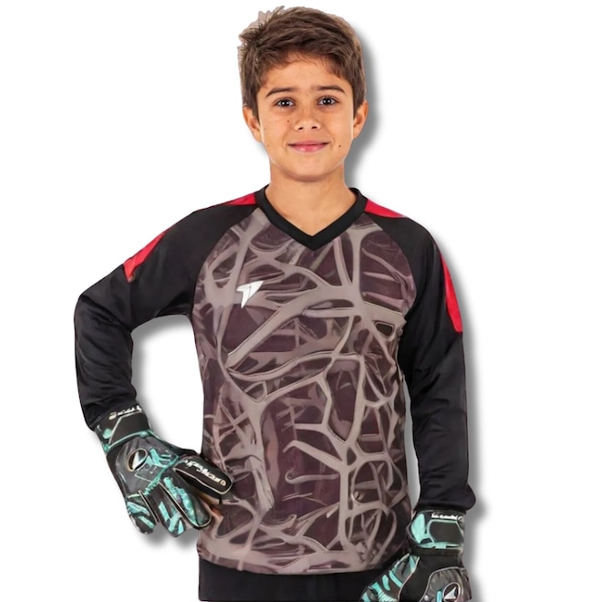 Camisa Manga Longa Goleiro Poker Cardio - Infantil - Foto 1