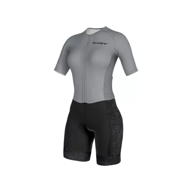 Macaquinho de Ciclismo ERT Elite Grafite Forro em Gel - Feminino - Foto 1