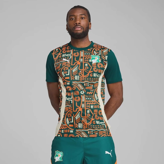 Camisa Costa do Marfim 2025 Puma Pré-Jogo - Masculina - Foto 1