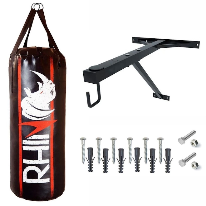Suporte de Parede Reforçado + Saco Pancada Rhino Profissional 70cm - Foto 1