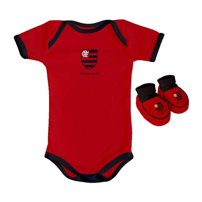Kit Body + Pantufa do Flamengo Torcida Baby Oficial - Infantil - Foto 1