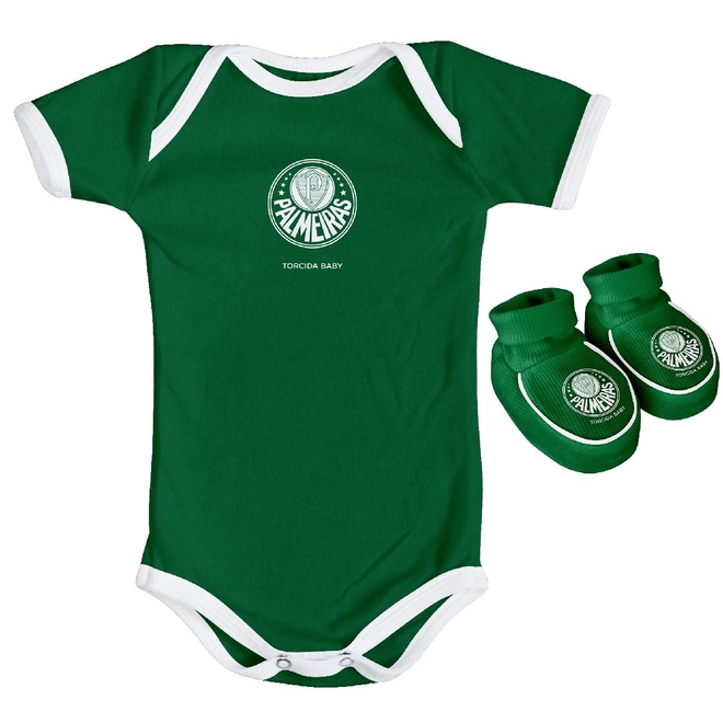 Kit Body + Pantufa do Palmeiras Torcida Baby Oficial - Infantil - Foto 1
