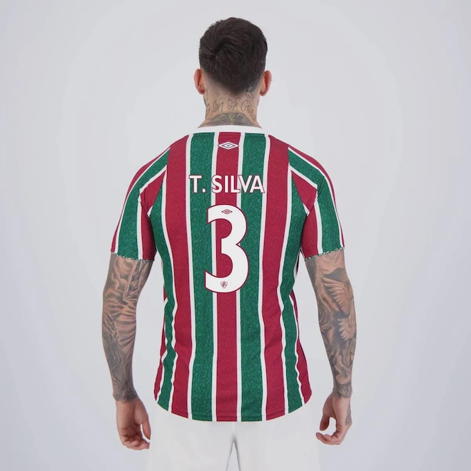 Camisa Fluminense Umbro I 2024 Thiago Silva 3 - Masculina - Foto 1