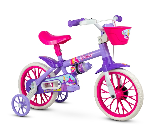 Bicicleta Aro 12 Violet Nathor com Rodinhas - Infantil - Foto 1