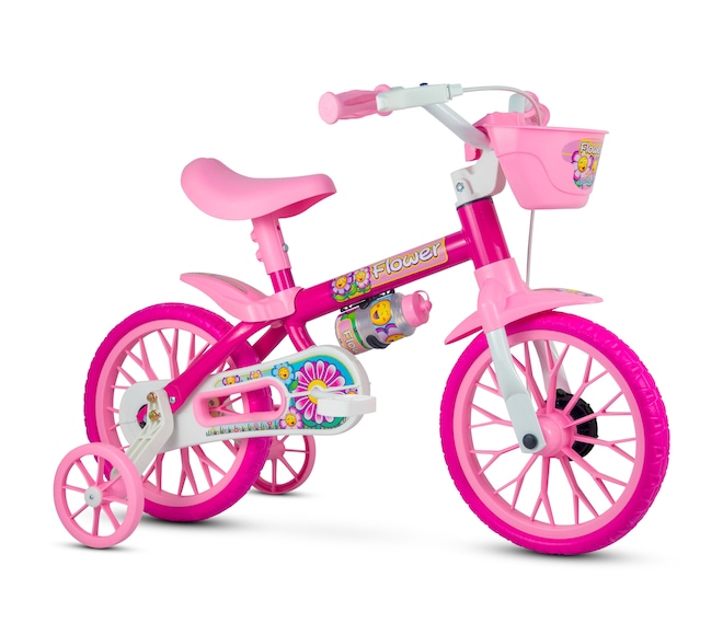 Bicicleta Aro 12 Flower Nathor com Rodinhas - Infantil - Foto 1