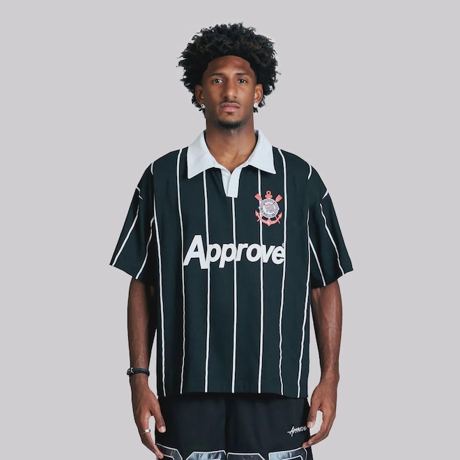 Camisa Polo do Corinthians Approve Retrô Collab - Masculina - Foto 1